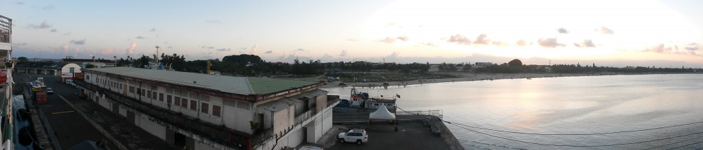 Panorama of beach from MV Africa Mercy